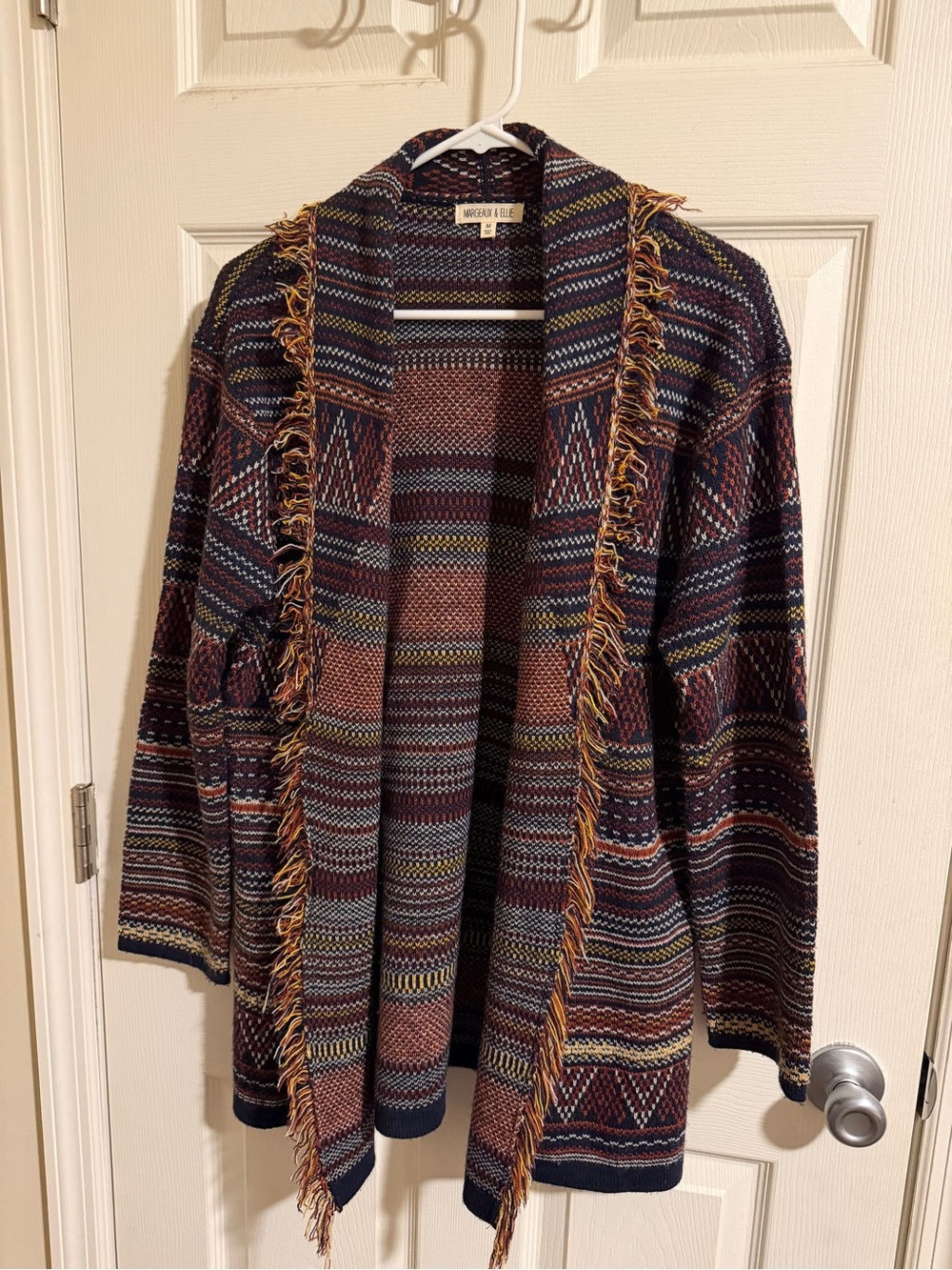 Margeaux & Ellie Fringe Open-Front Knit Cardigan - Multicolor